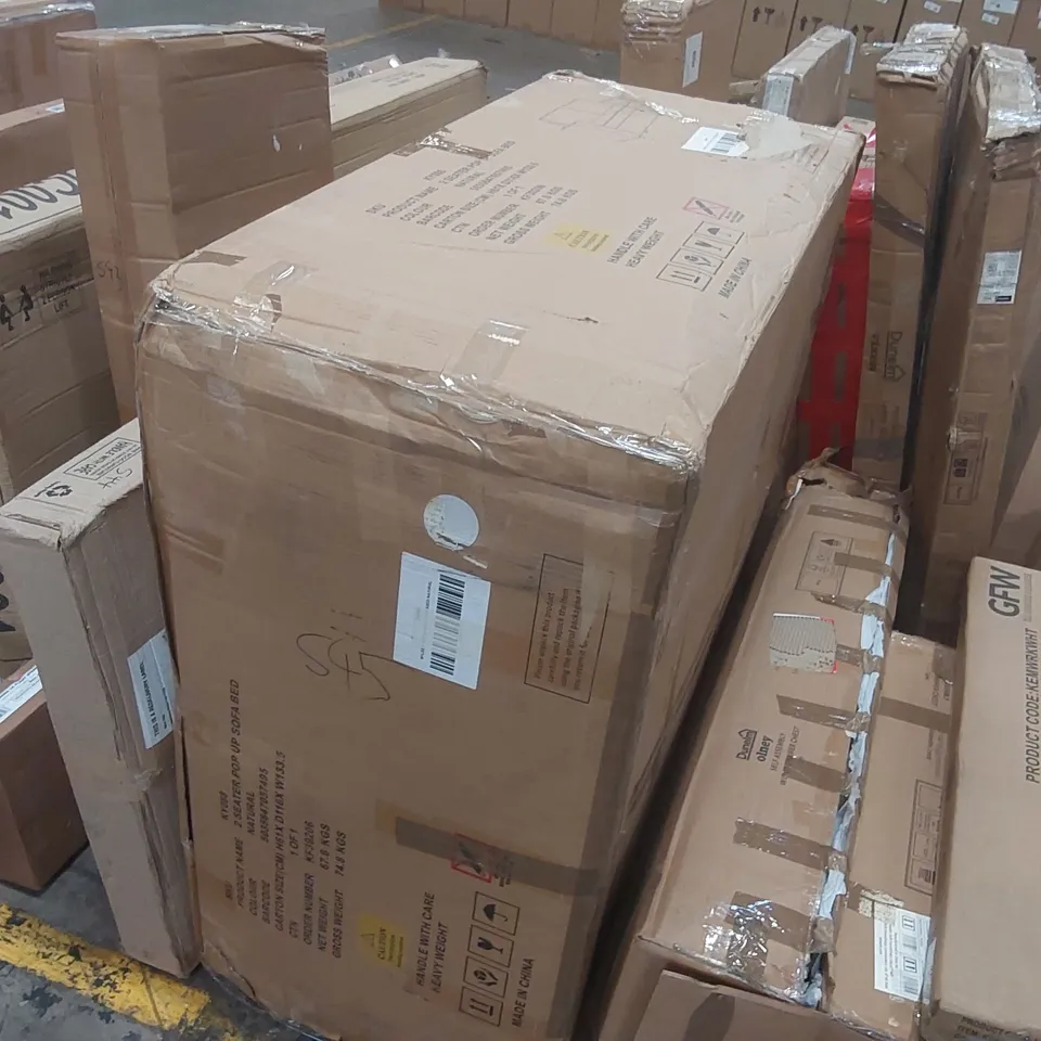 BOXED KAYDEN FABRIC POP UP 2 SEATER DOUBLE SOFA BED - NATURAL