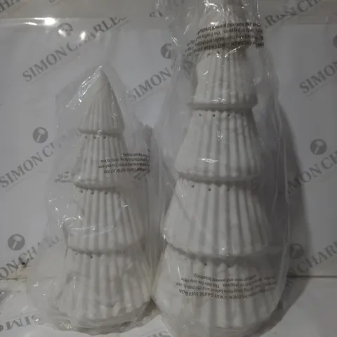 BOXED KELLY HOPPEN SET OF 2 LARGE CERAMIC LIGHT UP ORNAMENTS