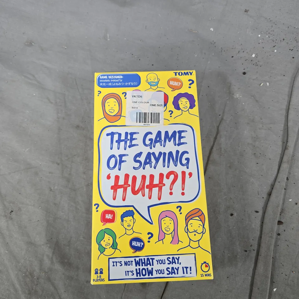 THE GAME OF SAYING HUH?! – BOXED TOMY PARTY GAME