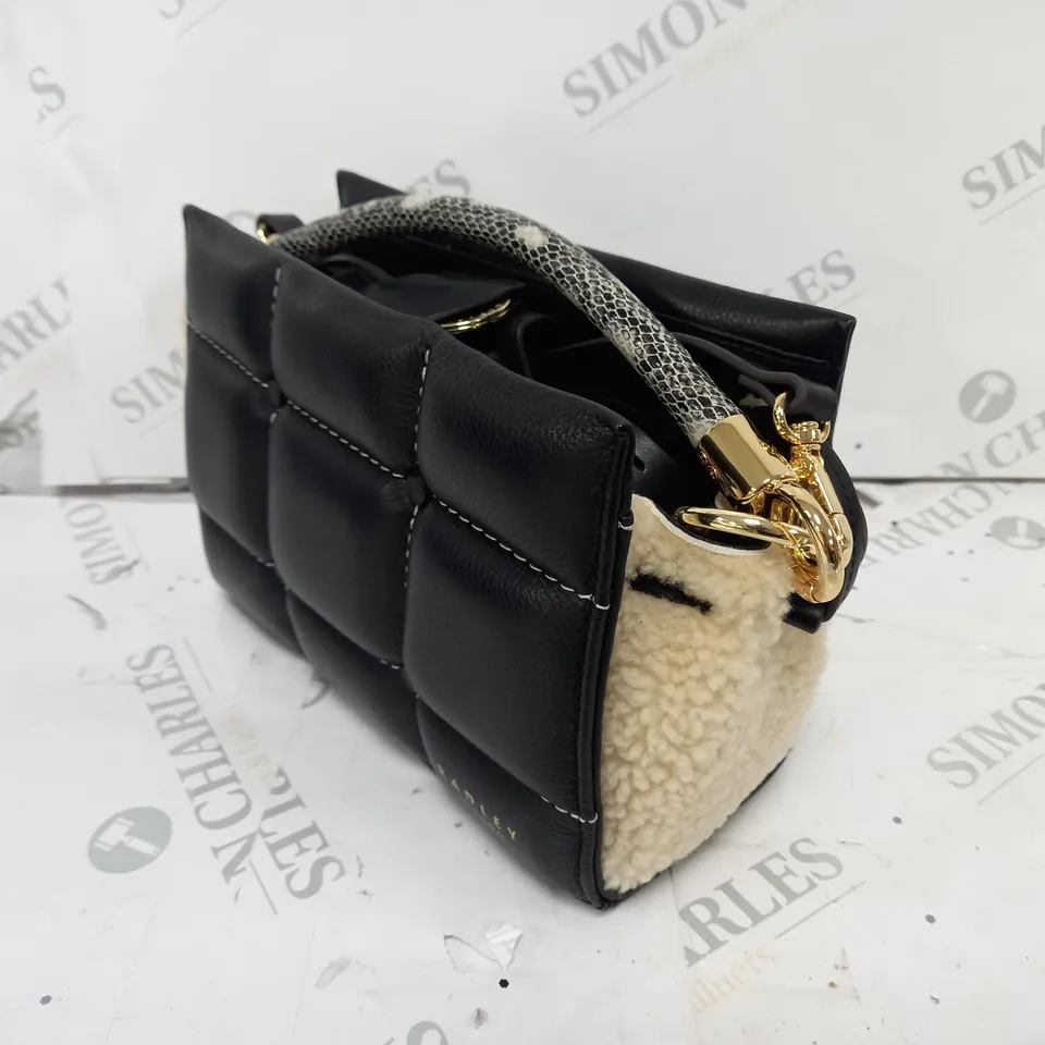 boxed Radley London nlack and crème handbag with square design