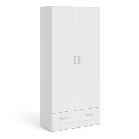 BOXED SPACE WARDROBE WITH 2 DOORS + 1 DRAWER IN WHITE 1750