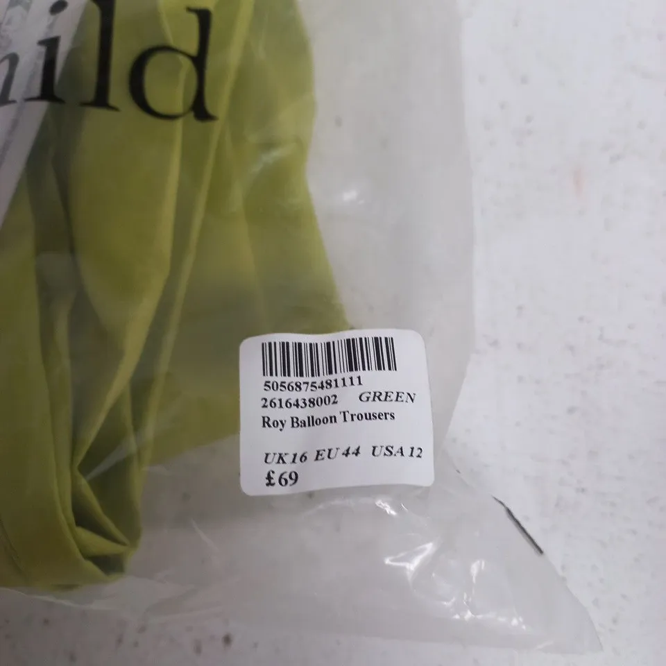 NOBODY'S CHILD ROY BALLOON TROUSERS – GREEN, UK16