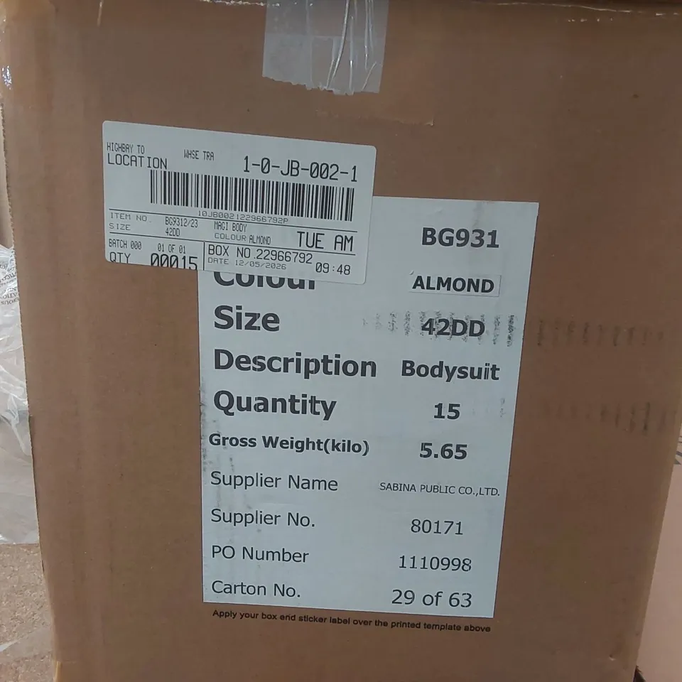 BOX CONTAINING APPROXIMATELY 15x BRAND NEW MAGISCULPT ALMOND BODYSUITS - SIZE 42DD