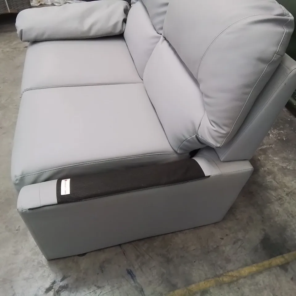 DESIGNER TWO SEATER SOFA LIGHT GREY FAUX LEATHER 