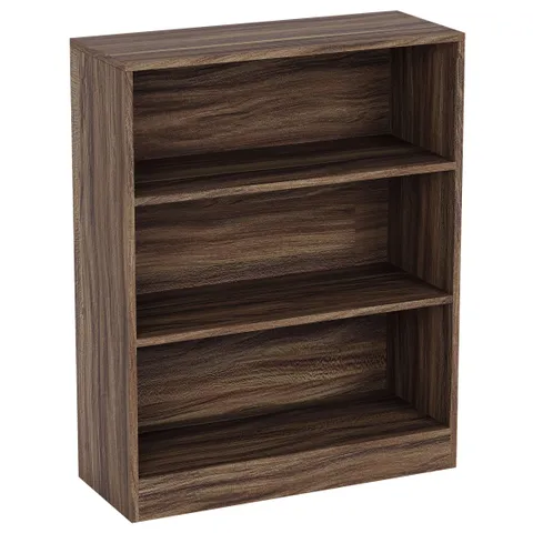 BOXED VIDA CAMBRIDGE 3 TIER LOW BOOKCASE - WALNUT (1 BOX)
