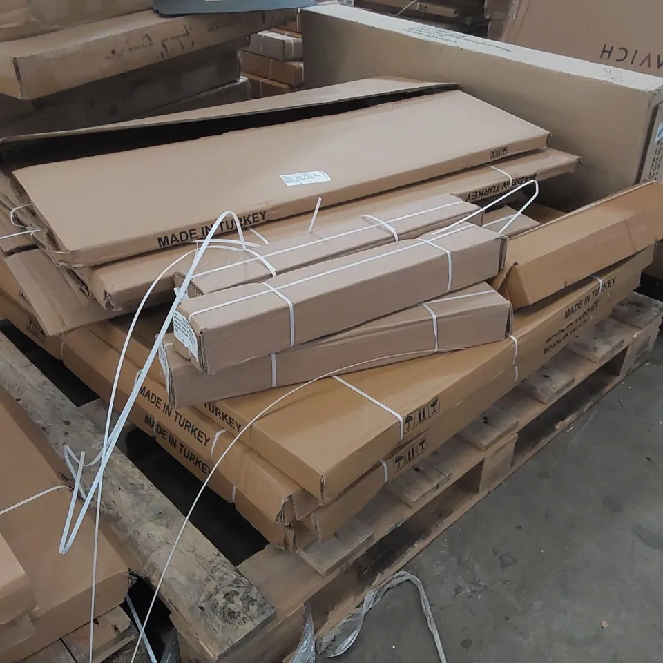 PALLET OF ASSORTED DESIGNER COFFEE TABLE PARTS 