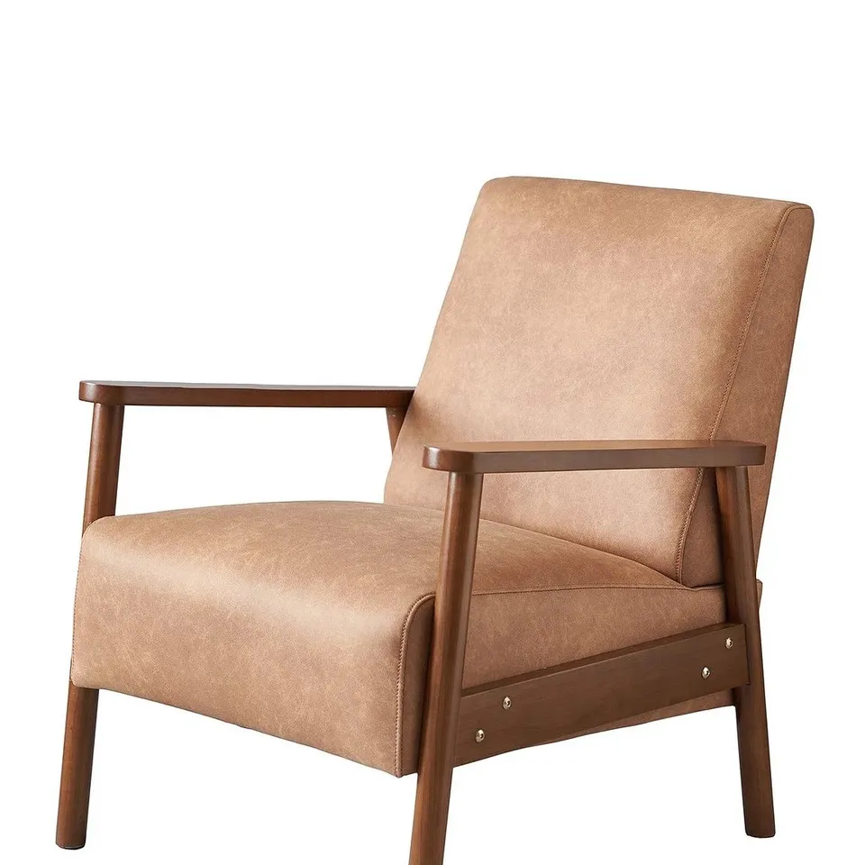 ETHAN FAUX LEATHER ACCENT ARMCHAIR - TAN - COLLECTION ONLY