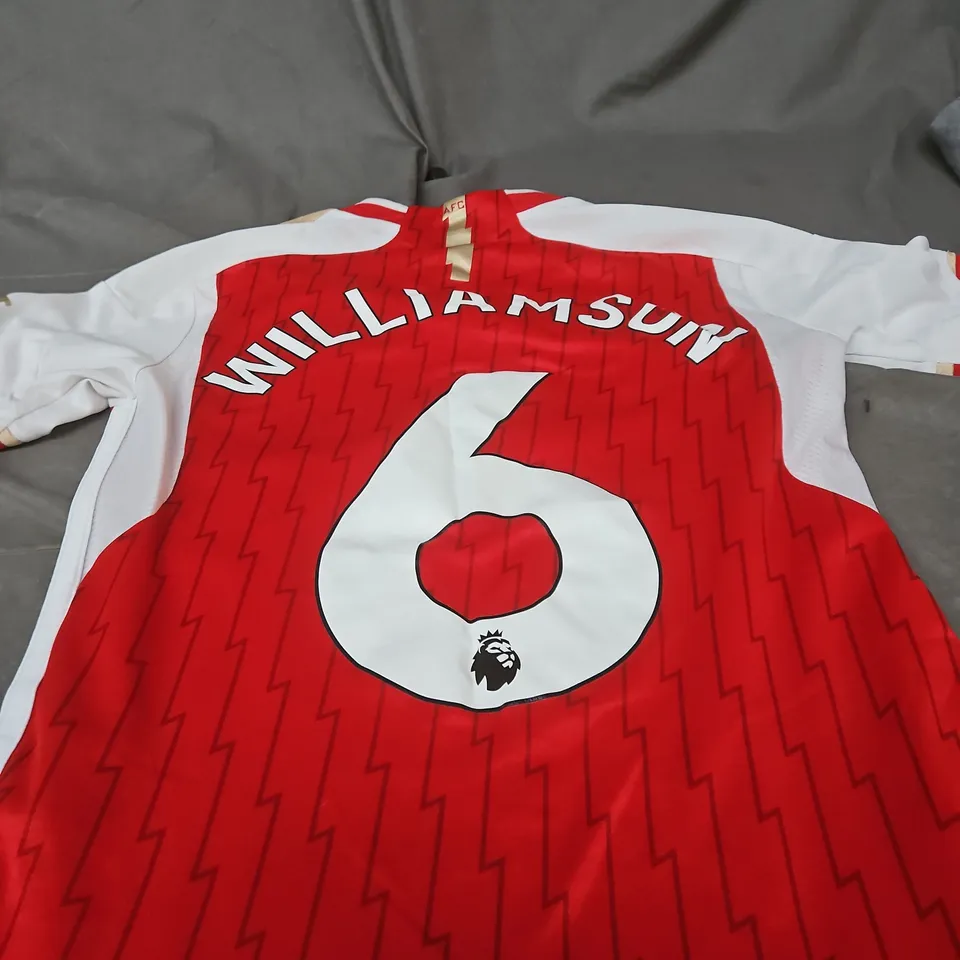 ADIDAS ARSENAL SHIRT SIZE 13/14 YEARS. WILLIAMSON 6 ON BACK