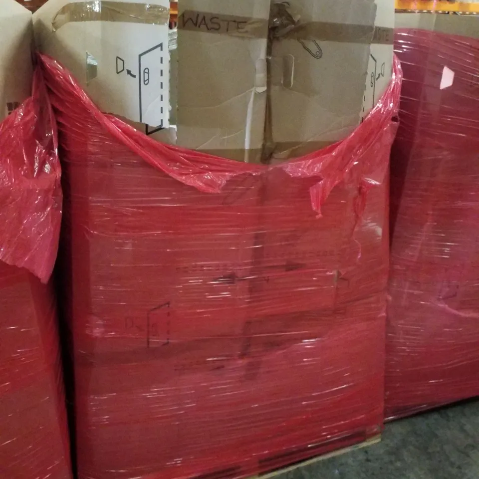 PALLET CONTAINING ASSORTED PRODUCTS INCLUDING FOLDING WAGON, NURSERY STEP STOOLS, COUNTERBALANCE MONITOR ARM & METAL SINGLE BED FRAME