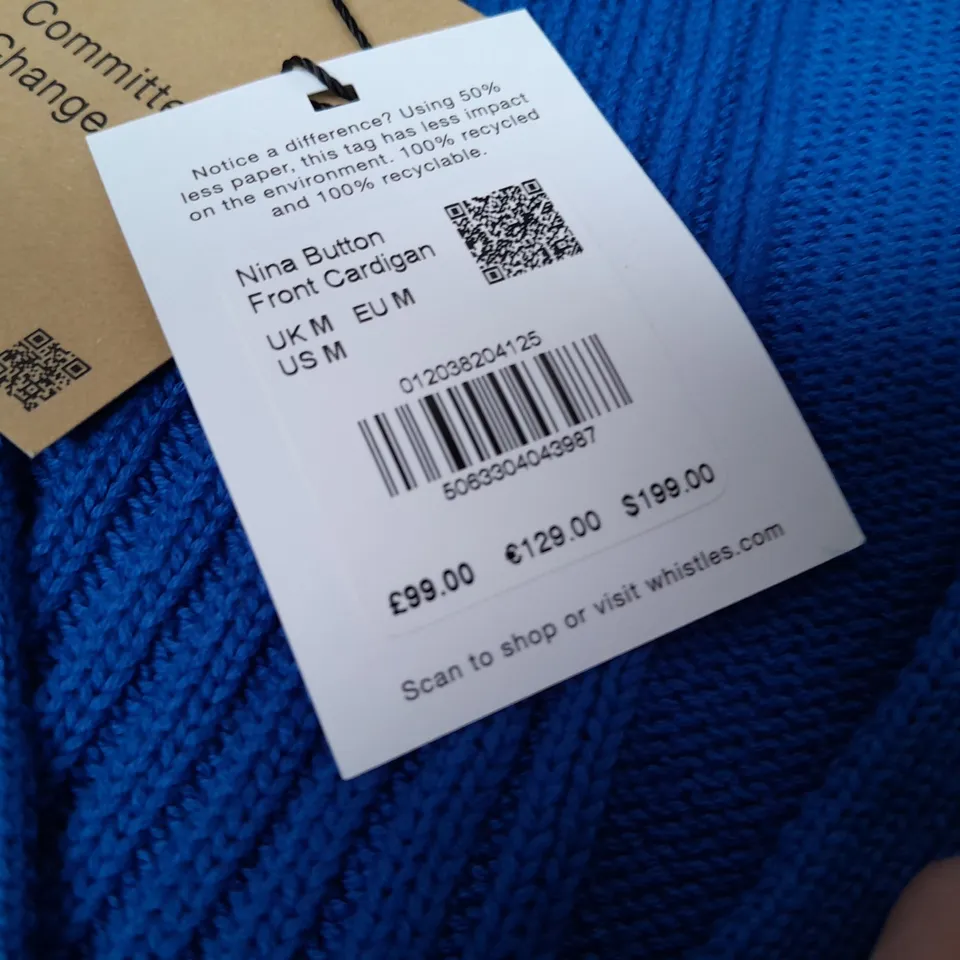 WHISTLES NINA BUTTON FRONT CARDIGAN - UK M