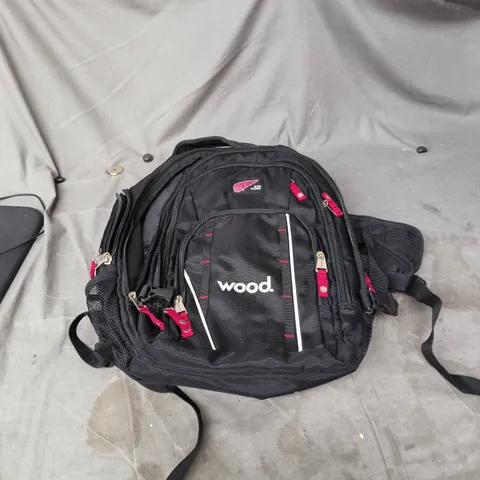 WOOD. BACKPACK WITH RED WING PATCH – BLACK