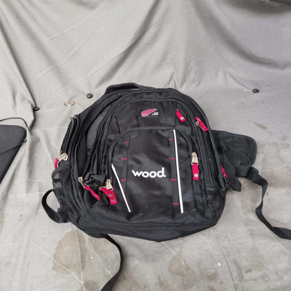 WOOD. BACKPACK WITH RED WING PATCH – BLACK
