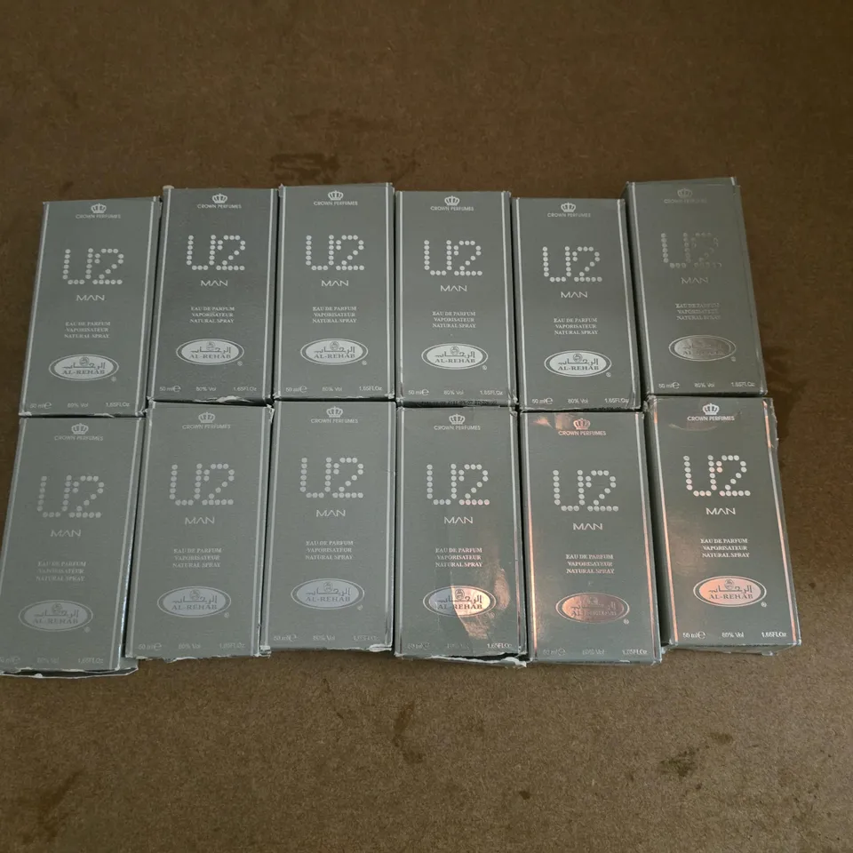 LOT OF 12 CROWN PERFUME U2 MAN 50ML EAU DE PARFUMS