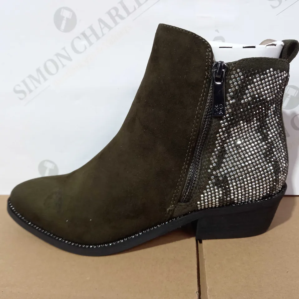 MODA IN PELLE KATREENA CRYSTAL ANKLE BOOT (KHAKI), SIZE 5 UK