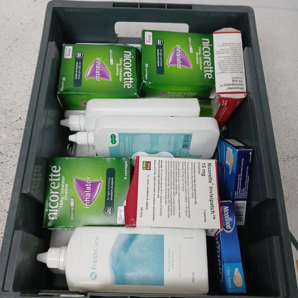 APPROXIMATELY 20 ITEMS INCLUDING NICOTINE PATCHES, EYE DISINFECTANT ETC. 