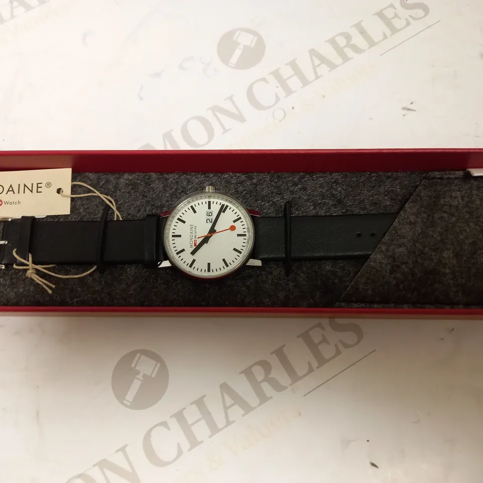 MONDAINE LEATHER STRAP WATCH
