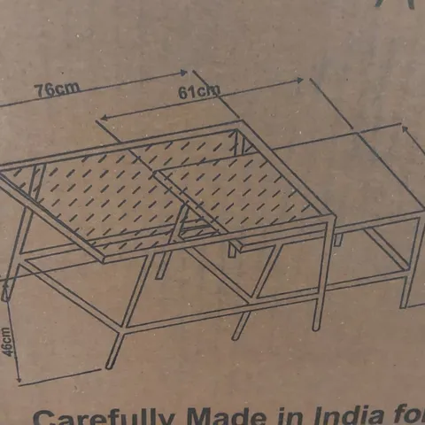 BOXED ATKIN AND THYME NILE GLASS AND MARBLE TOP COFFEE TABLE (2 BOXES)