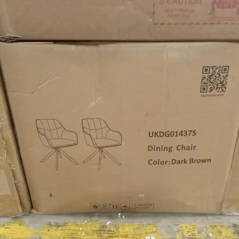 BOXED SET OF 2 DINING CHAIRS - DARK BROWN (1 BOX)