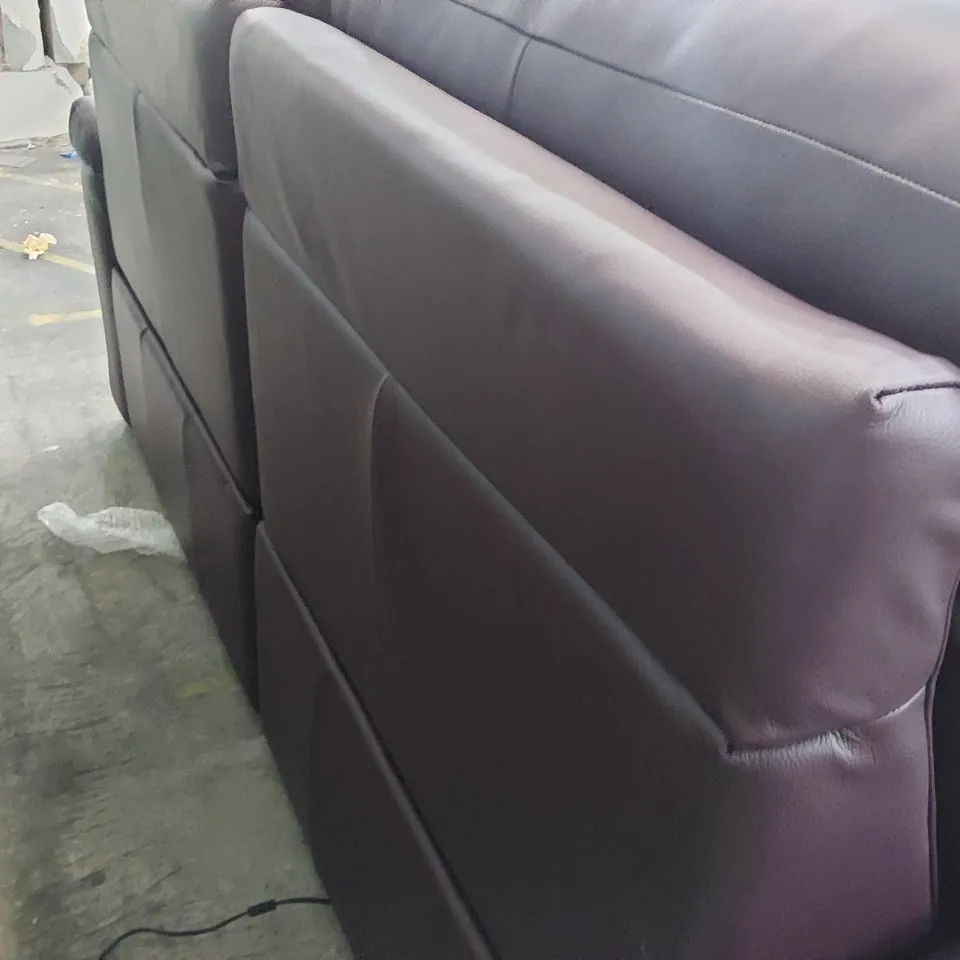 QUALITY ITALIAN DESIGNER ADRIANO POWER RECLINING THREE SEATER SOFA BURGUNDY LEATHER 