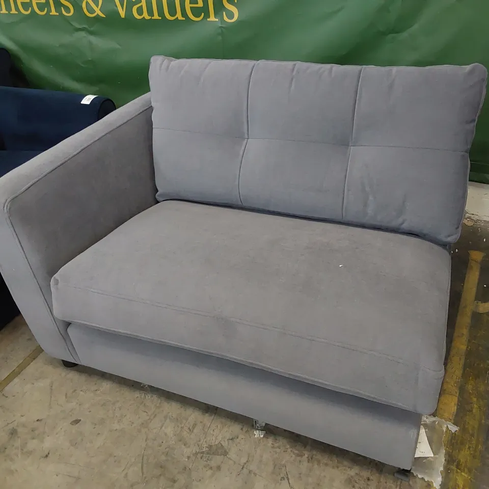 QUALITY BRITISH DESIGNER LOUNGE Co. TWO SEATER SECTION GREY PLUSH FABRIC 