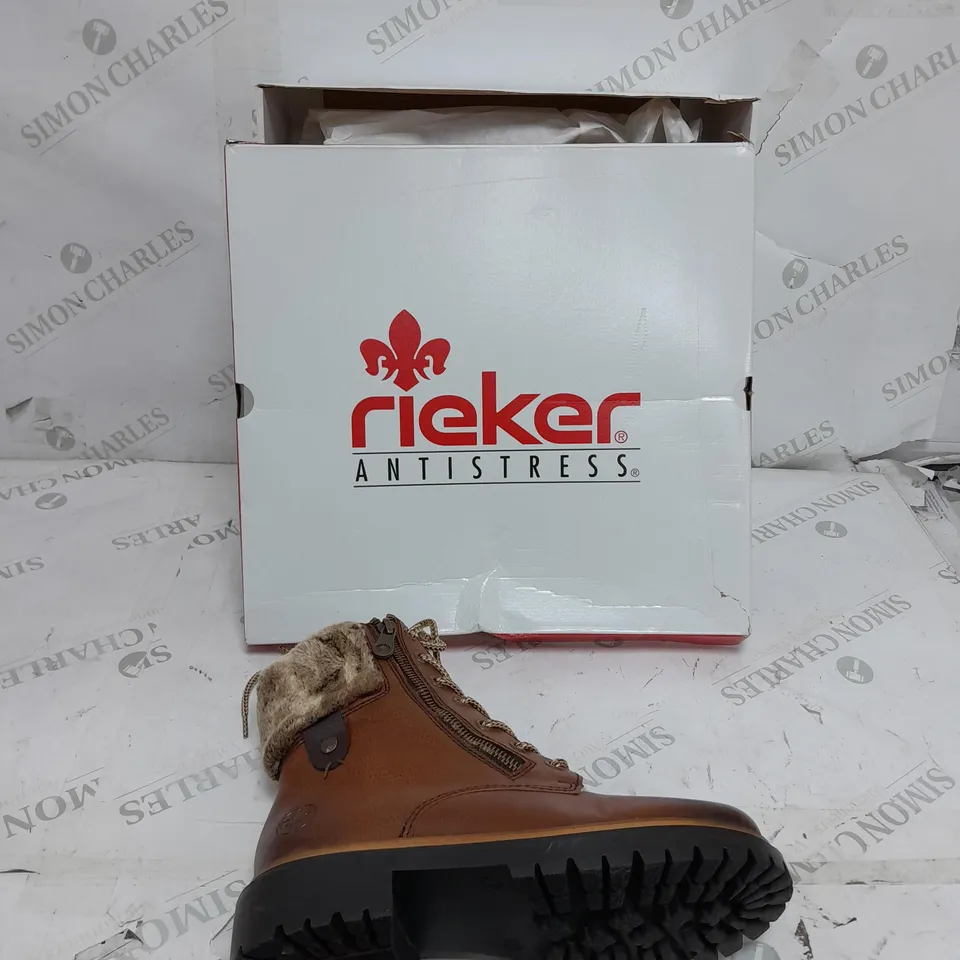 BOXED RIEKER FUR CUFF BOOTS BROWN SIZE 4