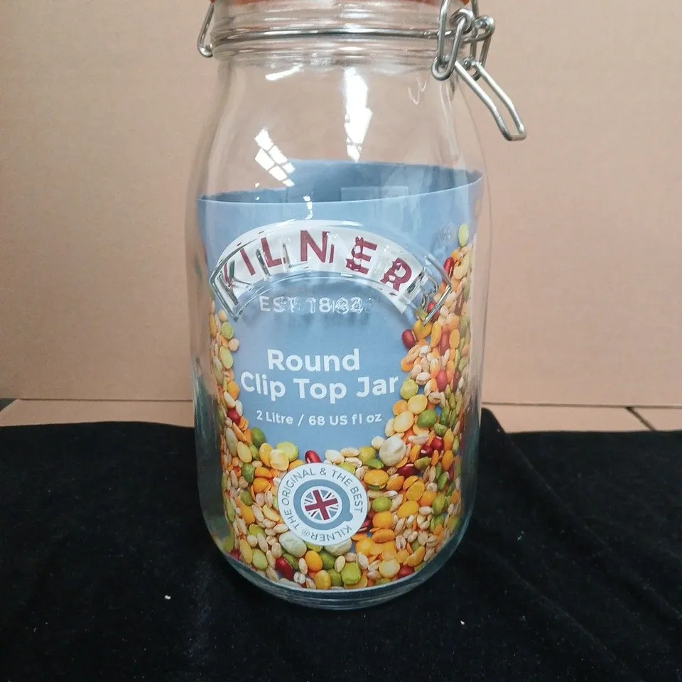 KILNER ROUND CLIP TOP JAR - 2 LITRE GLASS STORAGE JAR
