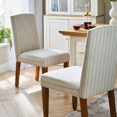 BOXED JULIPA EVERLY STRIPE PAIR OF DINING CHAIRS - NATURAL 
