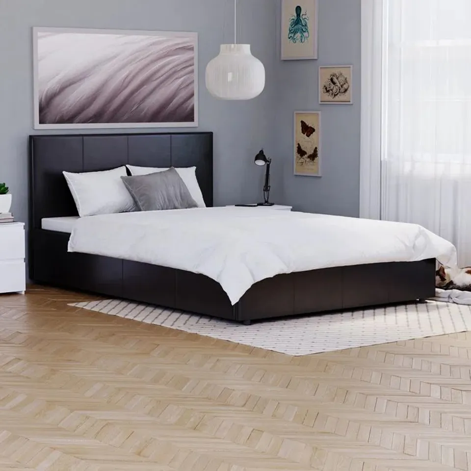 BOXED WILNA UPHOLSTERED LISBAN DOUBLE OTTOMAN BED (3 BOXES)