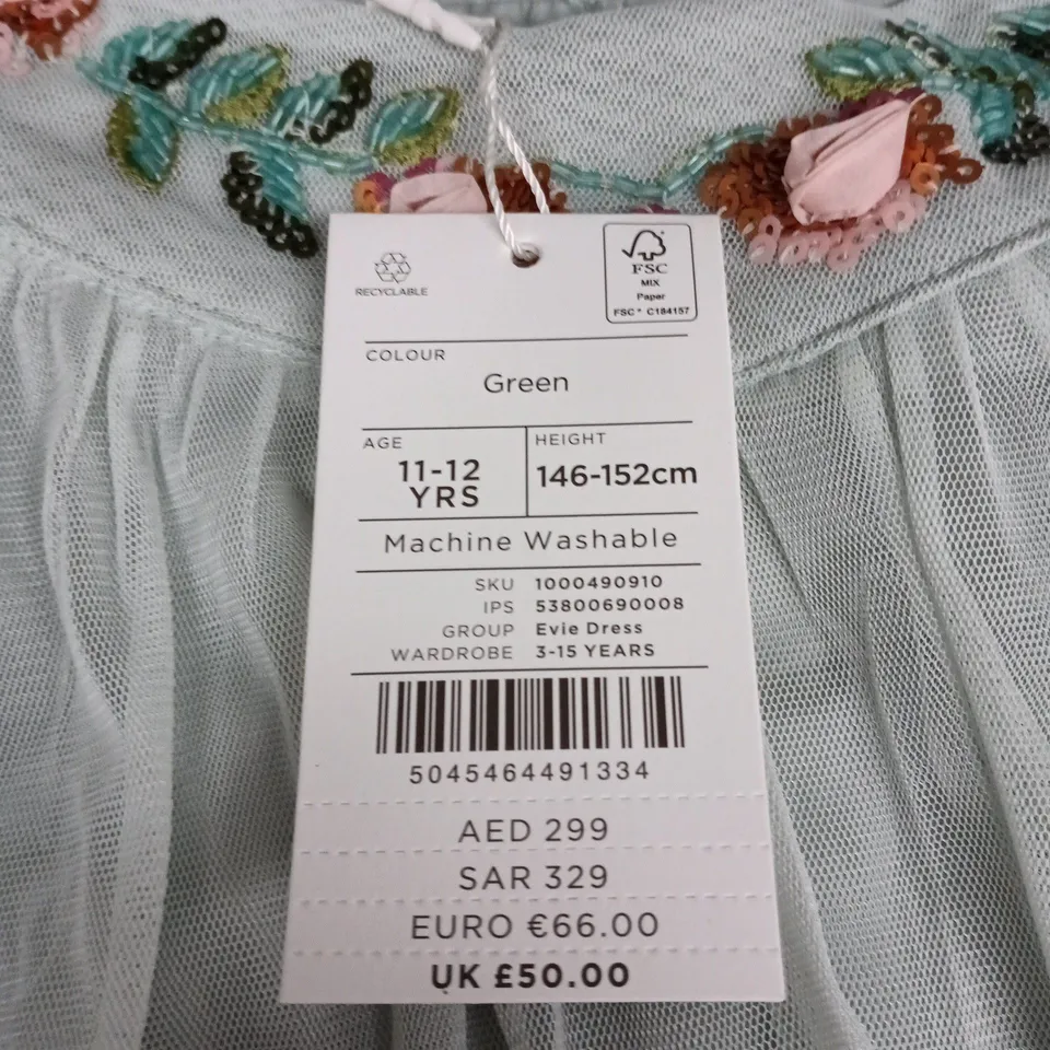 MONSOON CHILDREN PARTY PERFECT EVIE DRESSIN GREEN , UK 11-12 YRS