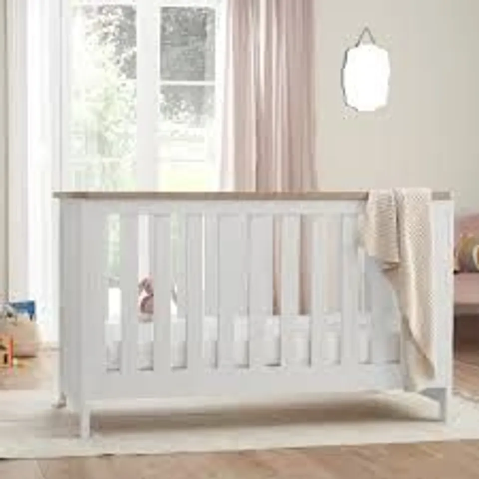 BOXED TUTTI BAMBINI VERONA COT BED - WHITE/OAK (2 BOXES)