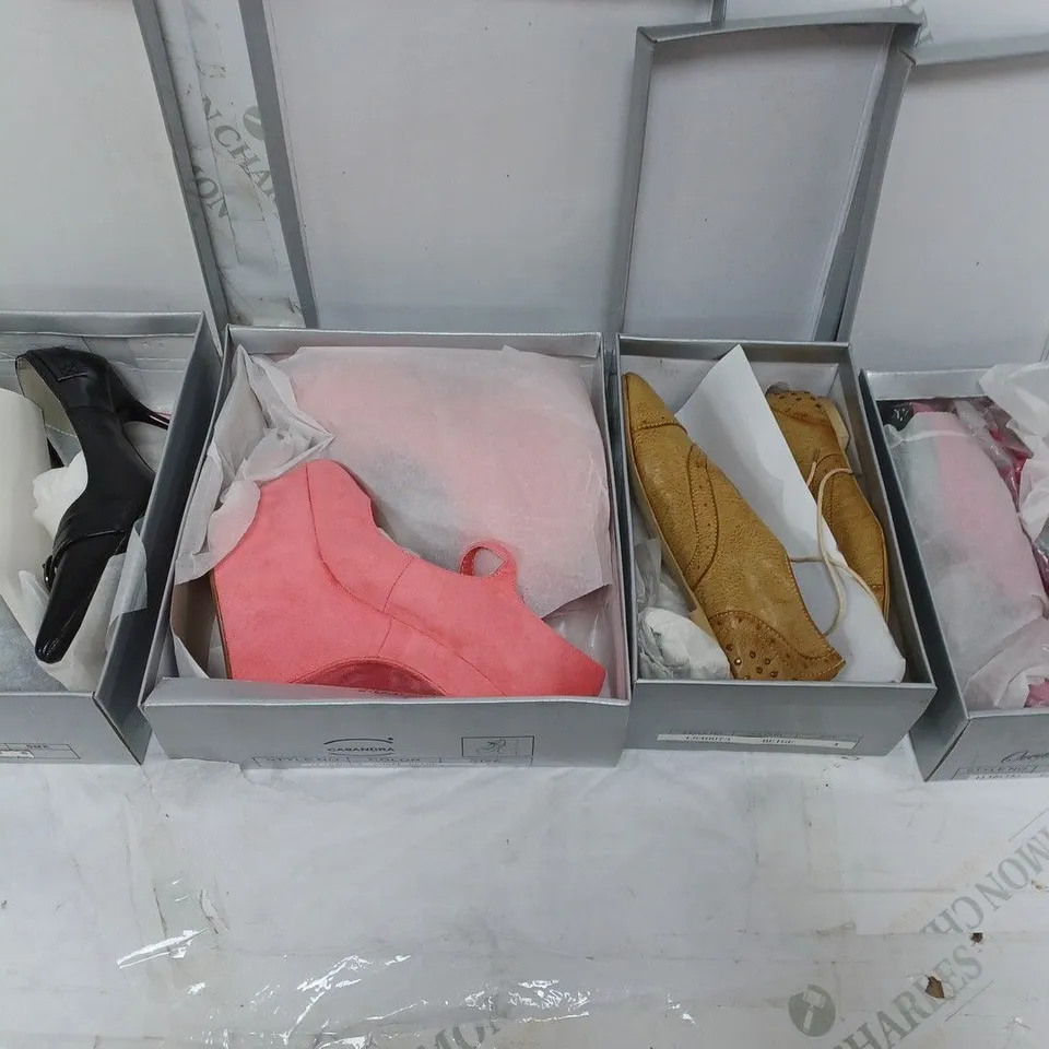 LARGE BOX OF APPROXIMATELY 10 ASSORTED BOXED SHOES TO INCLUDE BOOTS AND HEELS ETC.