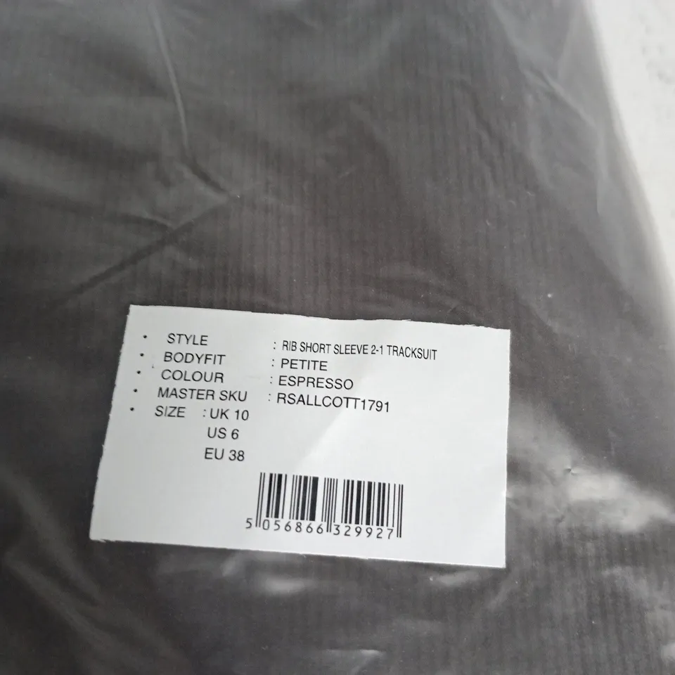 WOMEN'S ESPRESSO RIB SHORT SLEEVE 2-IN-1 TRACKSUIT TOP, UK 10 (PETITE)
