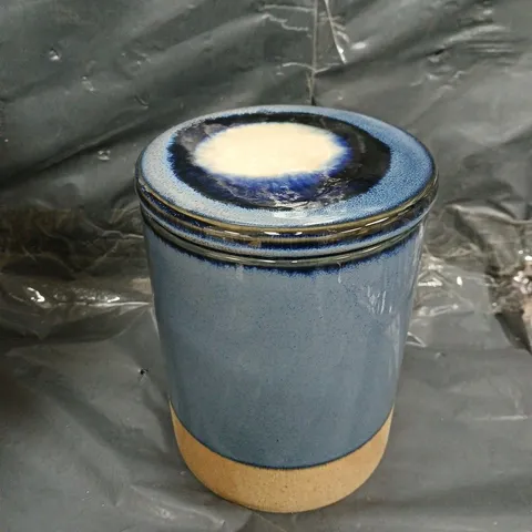2X DEEP BLUE CERAMIC JARS 