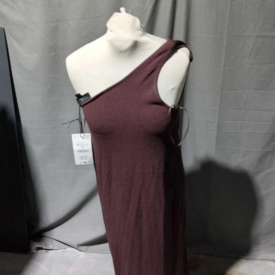 ZARA BURGUNDY ONE-SHOULDER DRESS – WOMEN'S, SIZE M