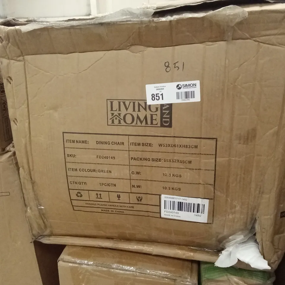 BOXED DINING CHAIR GREEN COLOUR 1 PIECE (1 BOX)