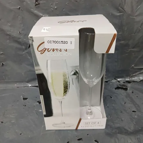 BOXED GLASS COLLECTION 4 X THIN STEM CHAMPAGNE GLASS SET - COLLECTION ONLY