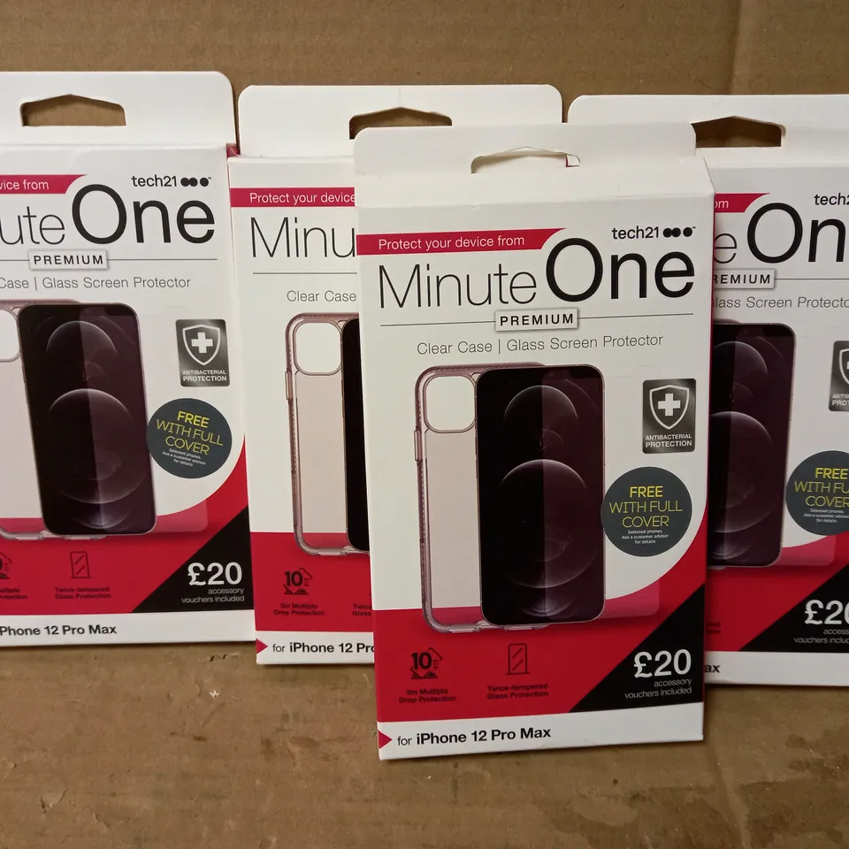 LOT OF 4 MINUTE ONE CLEAR CASES FOR IPHONE 12 PRO MAX