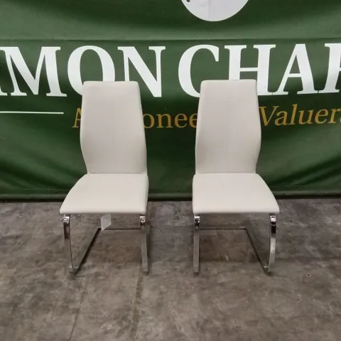 QUALITY DESIGNER SET OF 2 FAUX LEATHER DINING CHAIRS