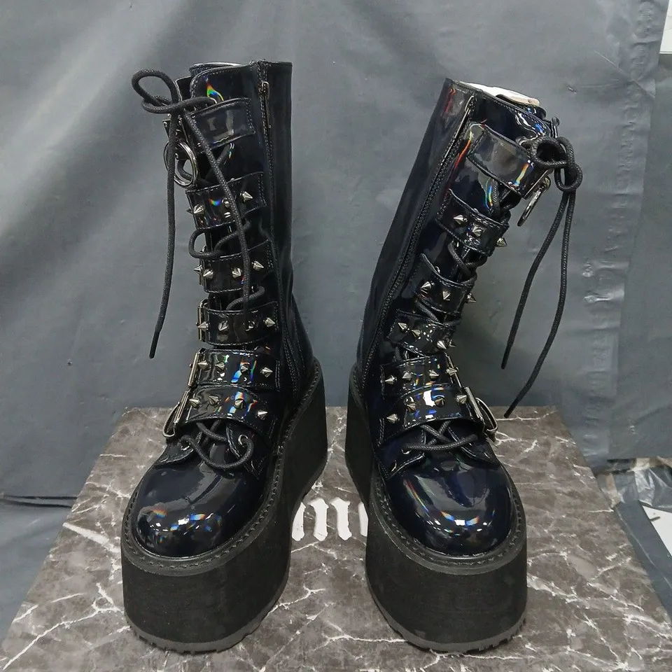 BOXED PAIR OF DEMONIA PRIZM HEIST BUCKLE BOOTS - 4