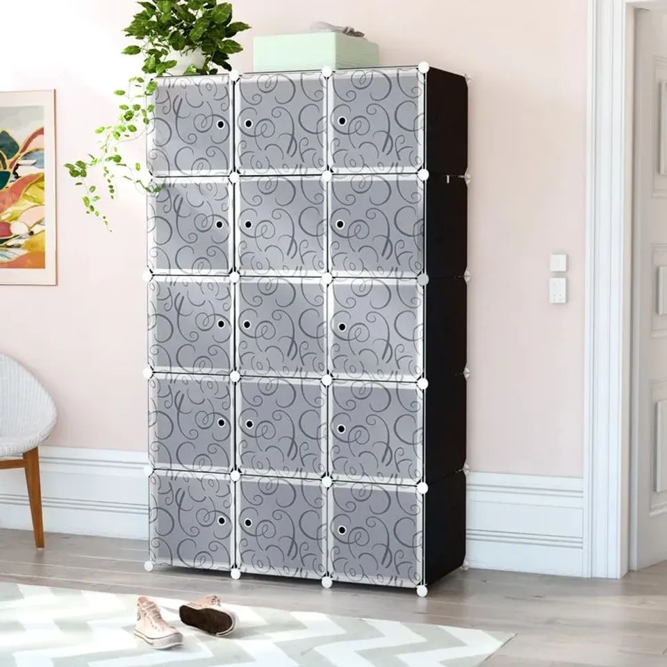 BOXED 15 DOOR SQUARE SHELVING UNIT (1 BOX)