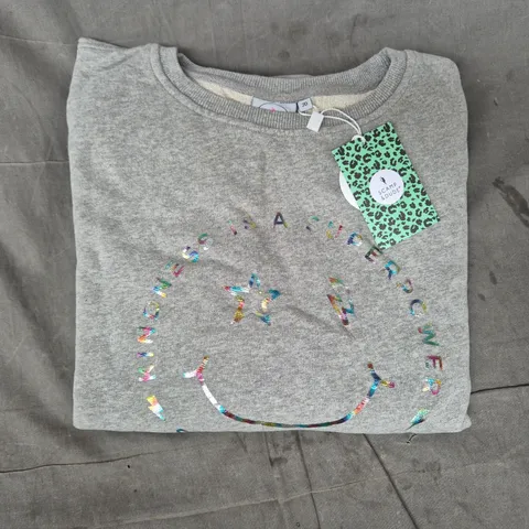 SCAMP & DUDE ADULTS CLASSIC SWEATSHIRT – GREY MARL WITH RAINBOW FOIL PRINT, UK 20