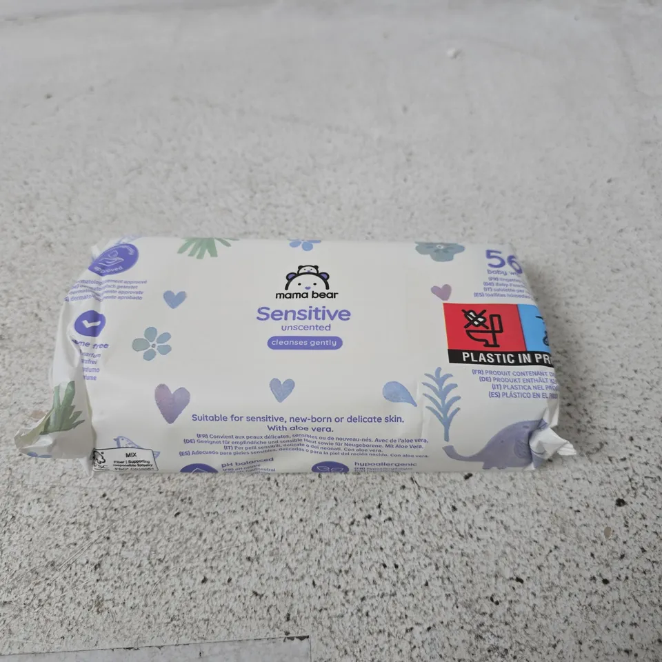 MAMA BEAR SENSITIVE UNSCENTED BABY WIPES - BOX OF 18