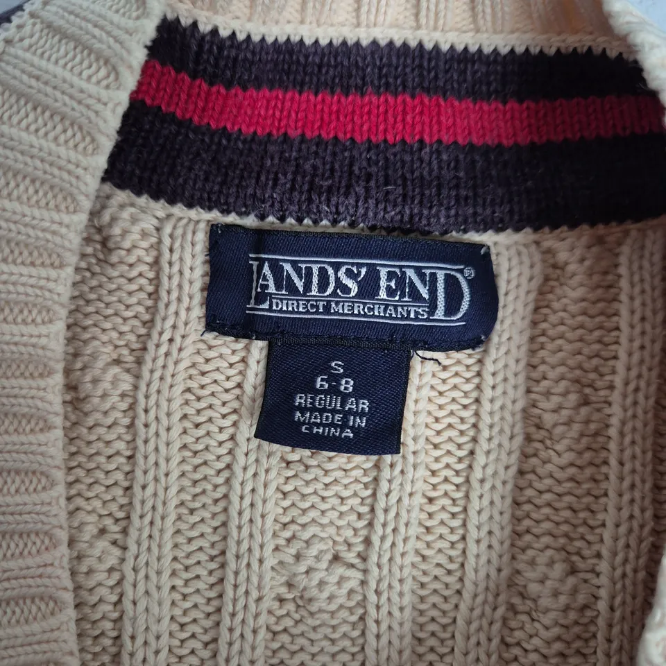LANDS' END CREAM CABLE KNIT SWEATER, UK 6-8 – TIMBER CREAM