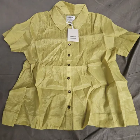DAMSON MADDER WOMEN'S SHEER WENDY BLOUSE – GOLDEN LIME - SIZE 14
