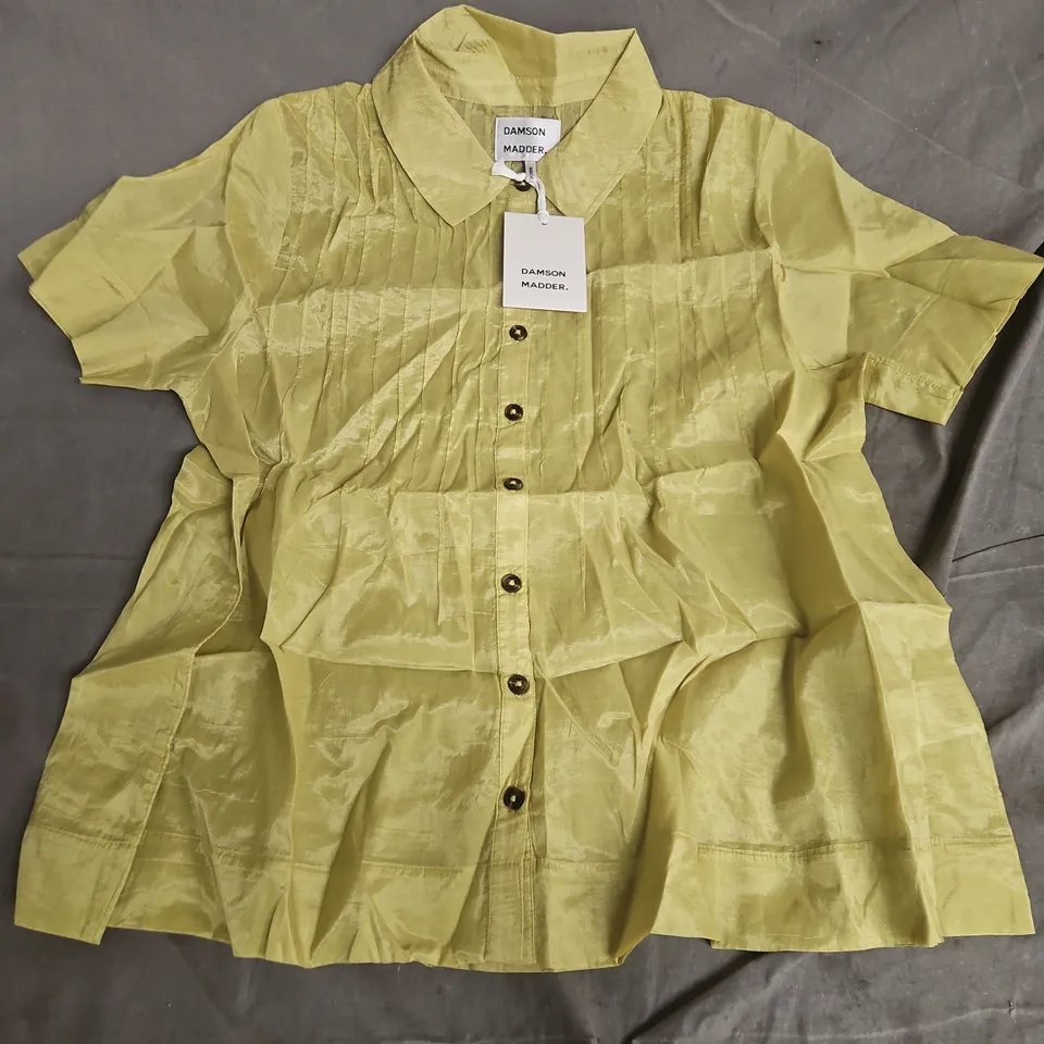 DAMSON MADDER WOMEN'S SHEER WENDY BLOUSE – GOLDEN LIME - SIZE 14