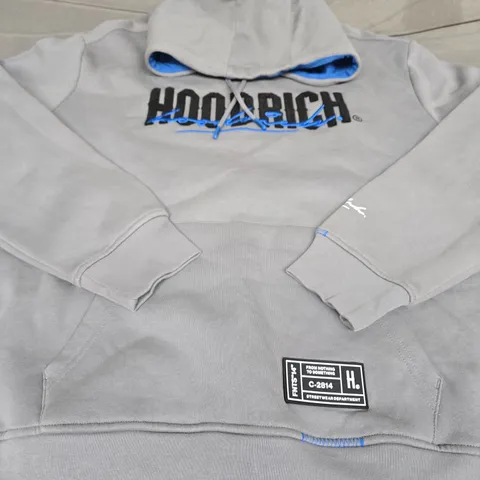 HOODRICH LOGO HOODIE, GREY/BLUE - UK SIZE XL