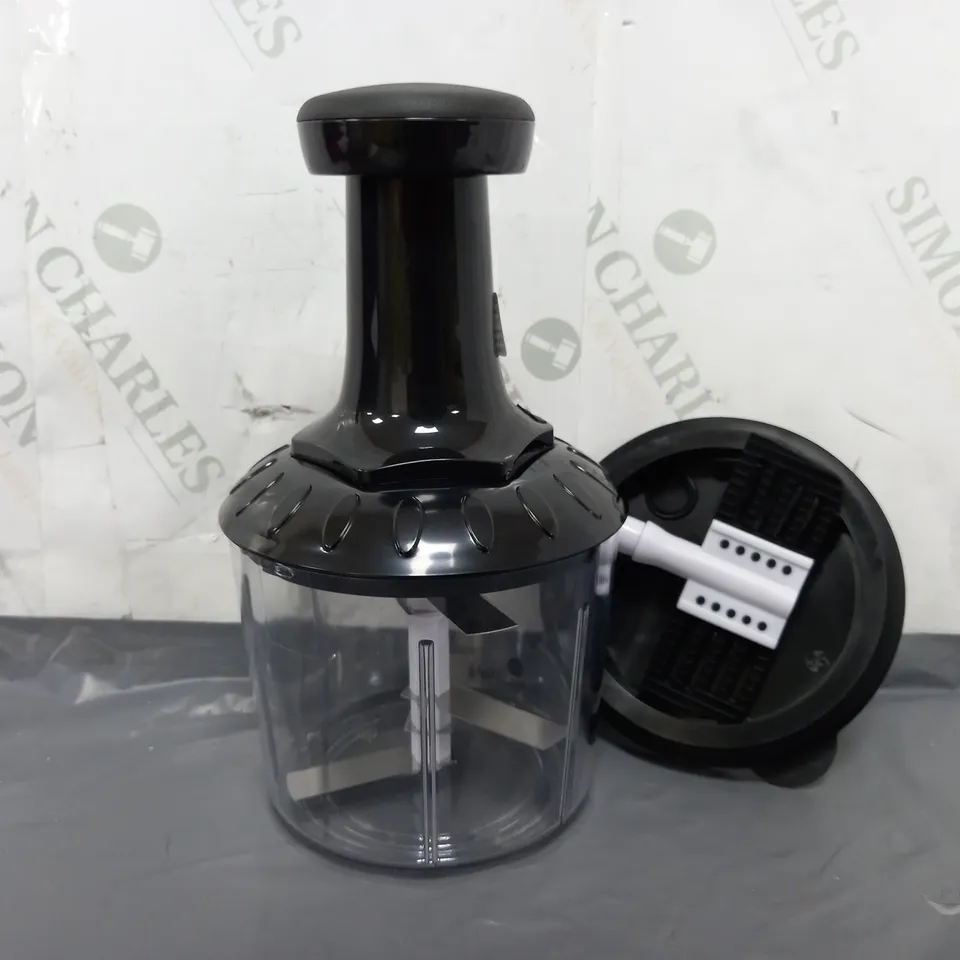 BOXED COOKS ESSENTIALS 5-BLADE PRESS CHOPPER WITH STORAGE LID - BLACK