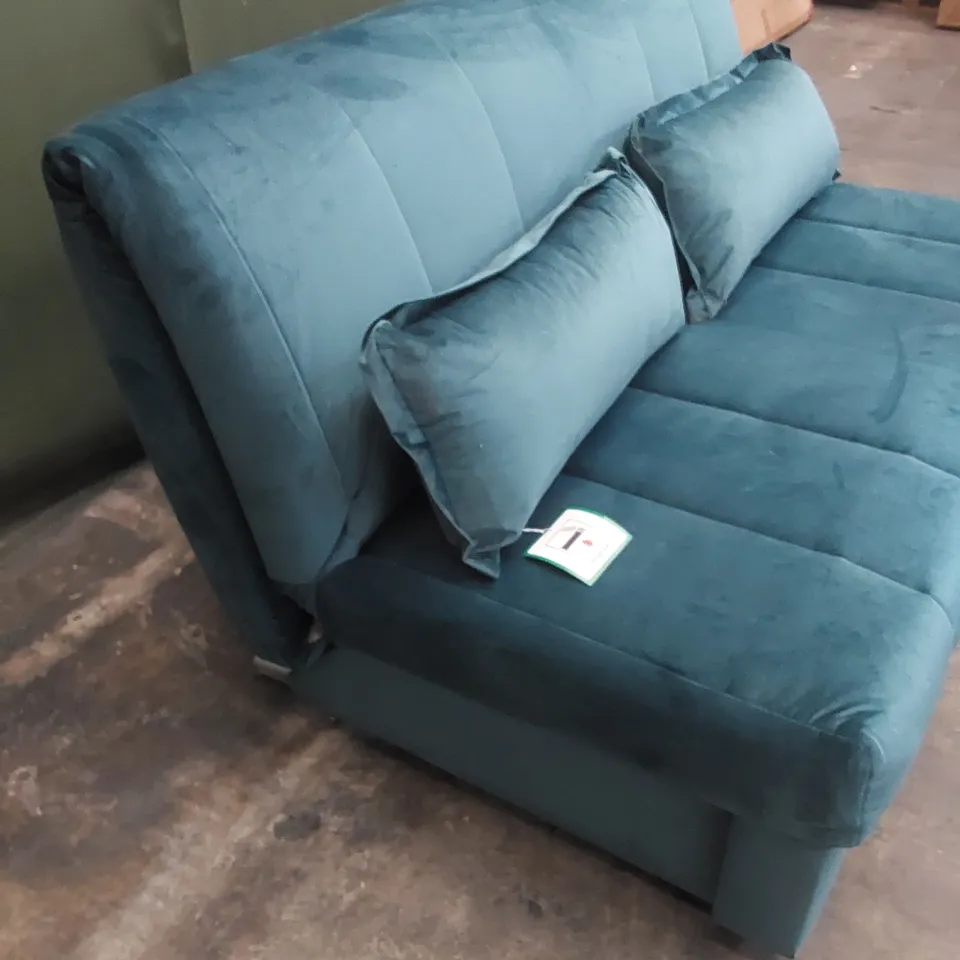 QUALITY DESIGNER THE APPLEY SOFA BED - TURQUOISE VELVET