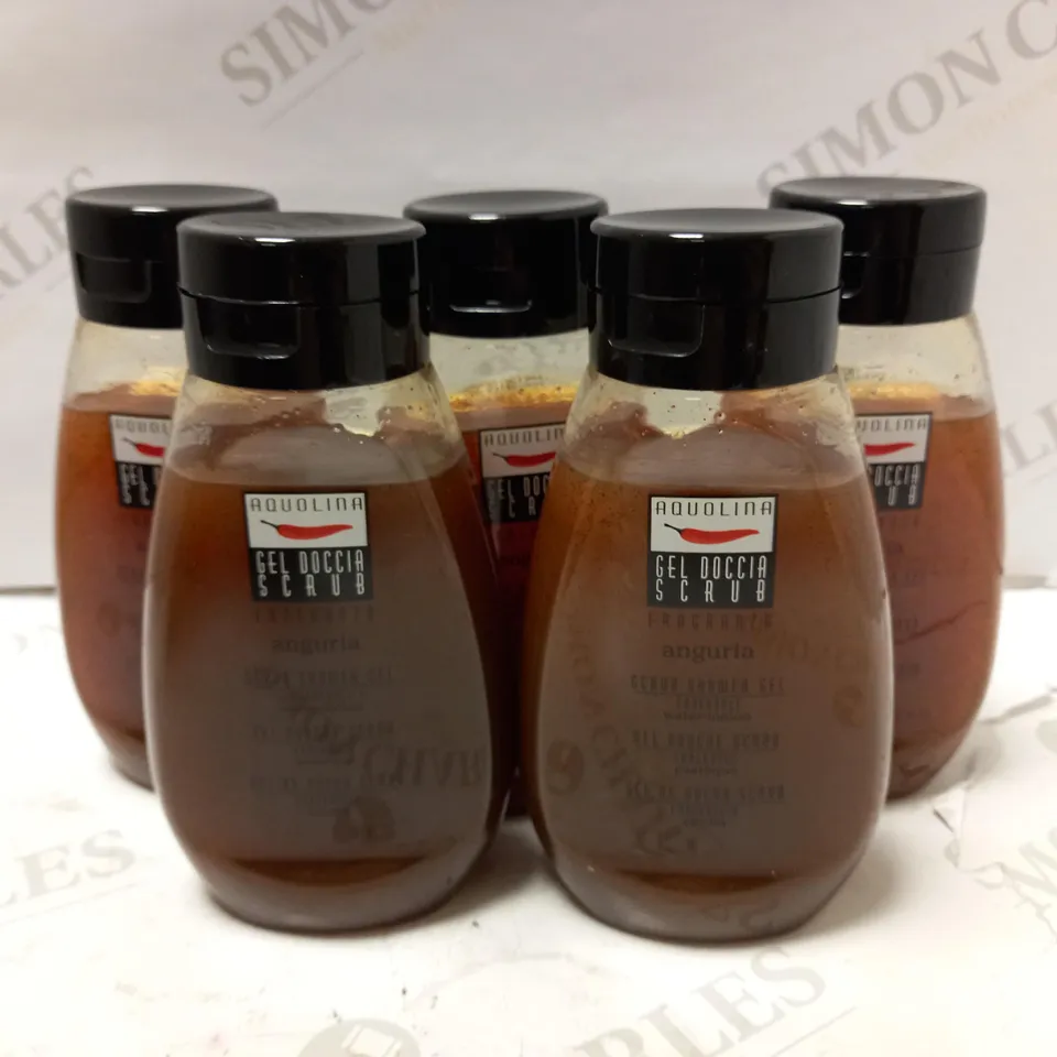LOT OF 5 X 300ML AQUOLINA SCRUB SHOWER GEL - WATERMELON