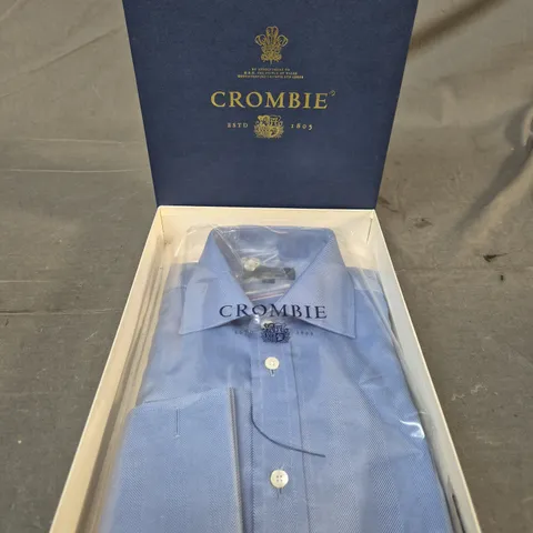 CROMBIE MEN'S LIGHT BLUE STRIPED DRESS SHIRT – UK SIZE 16 